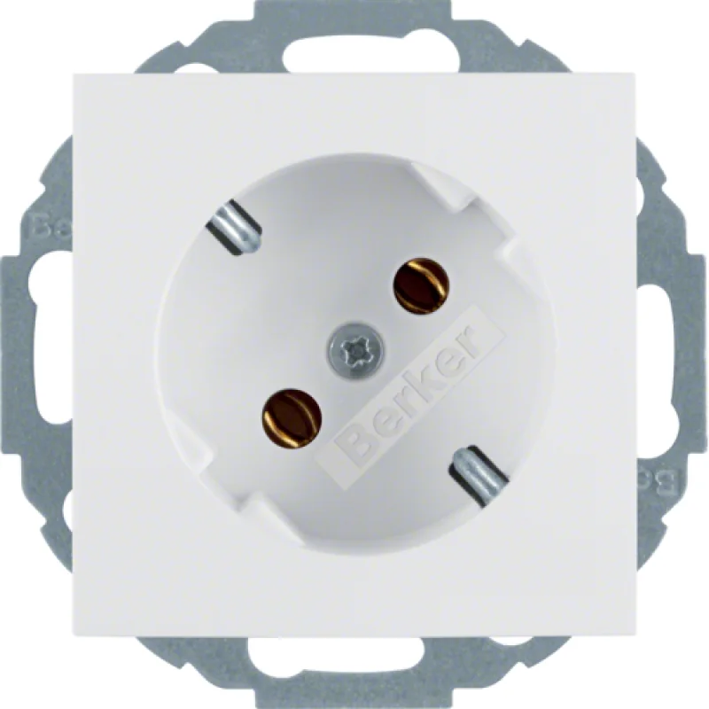 Штепсельная розетка SCHUKO 45° цвет: полярная белизна, с блеском Berker S.1/B.3/B.7 Glas