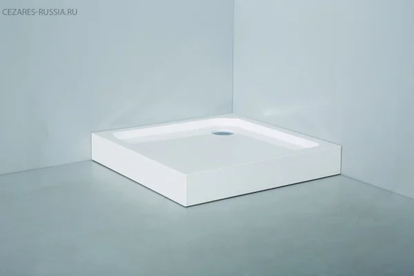 TRAY-SMC-A-90-550-150-W SMC поддон с сифоном, квадратный, 900x900x150