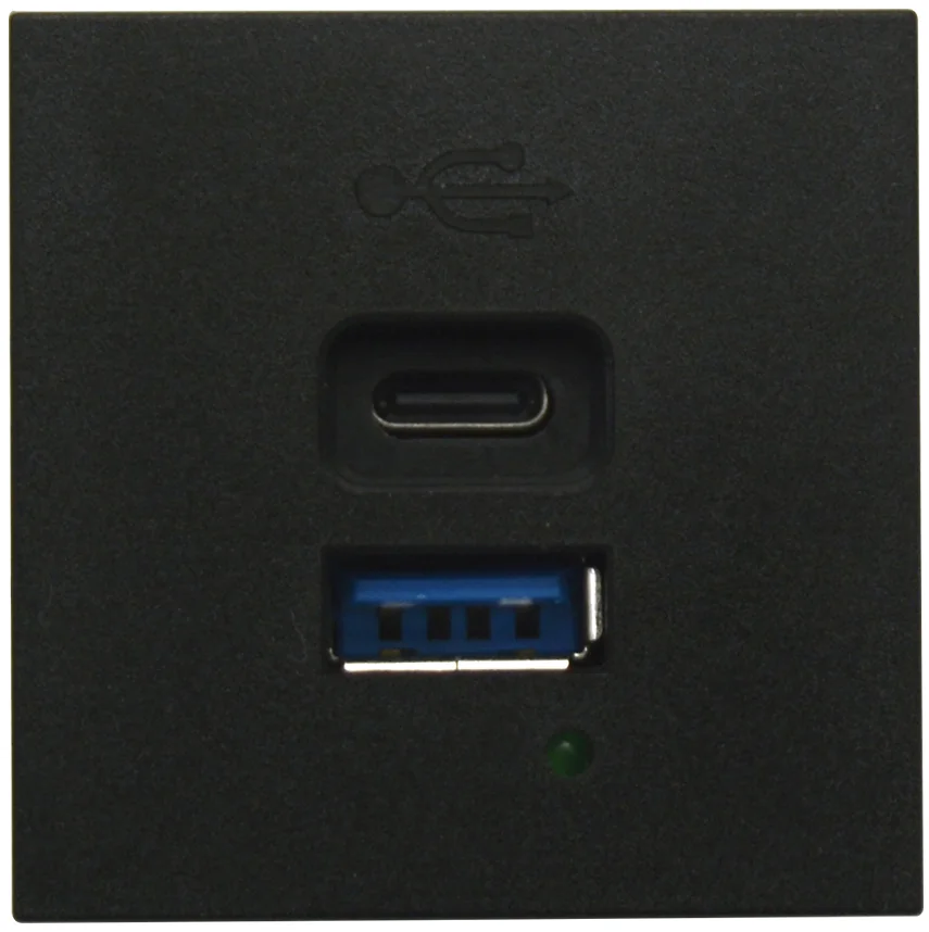 Donel USB зарядное устройство, 4.2A , 65W, Type A + C, 2 мод., черн. матовая (45х45мм)