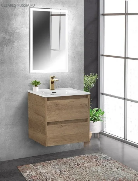KRAFT База под раковину подвесная с двумя выкатными ящиками, Rovere Tabacco, 500x460x500, KRAFT-500-