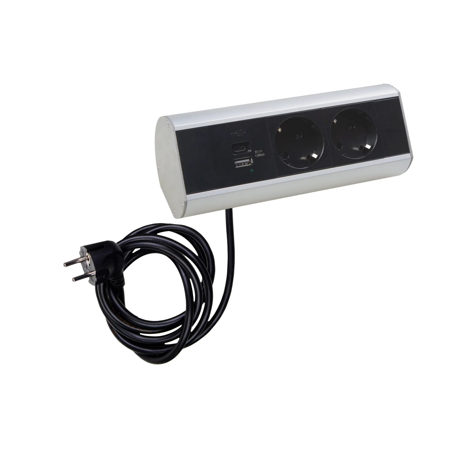 Donel Настольный розеточный блок Ovaledesign в сборе: 2х220V, USB Type A+C, кабель