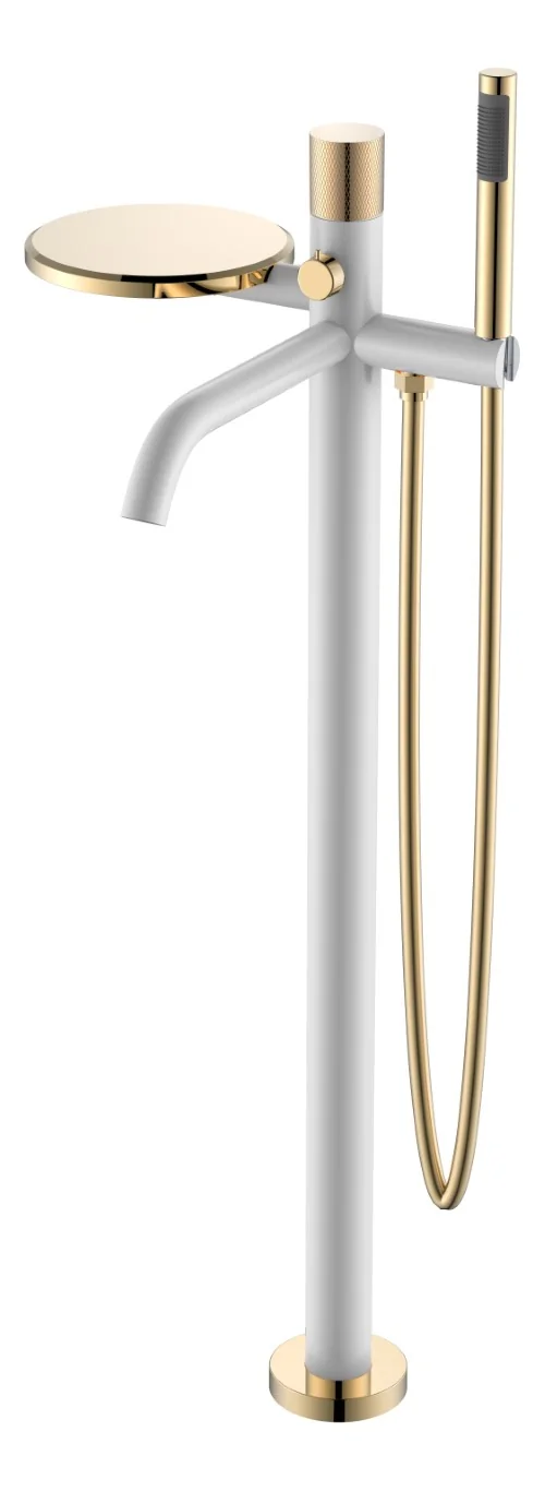 Boheme Смеситель STICK напольный WHITE TOUCH GOLD