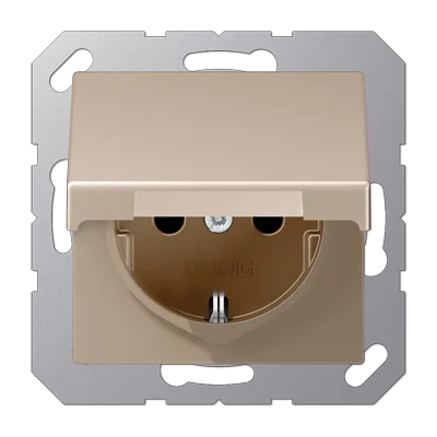 Штепсельная SCHUKO® розетка с откидной крышкой, шампань JUNG A1520BFKLCH