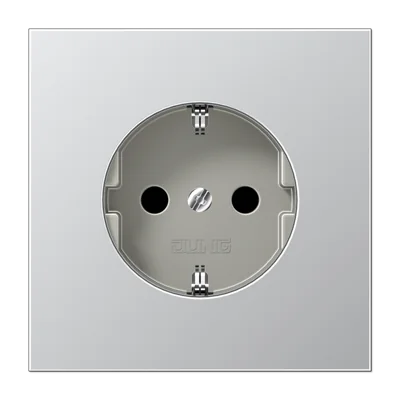 Штепсельная розетка SCHUKO 16А / 250В с защитными шторками, пружинные зажимы; металл; алюминий; Alum