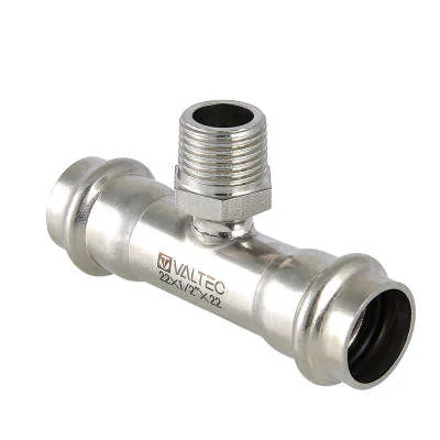 Пресс-тройник c из нержавеющей стали с наружней резьбой Valtec 28х3/4"
