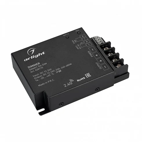 Диммер SMART-D6-DIM (12-24V, 1x20A, 2.4G) (Arlight, IP20 Металл, 5 лет) 028175