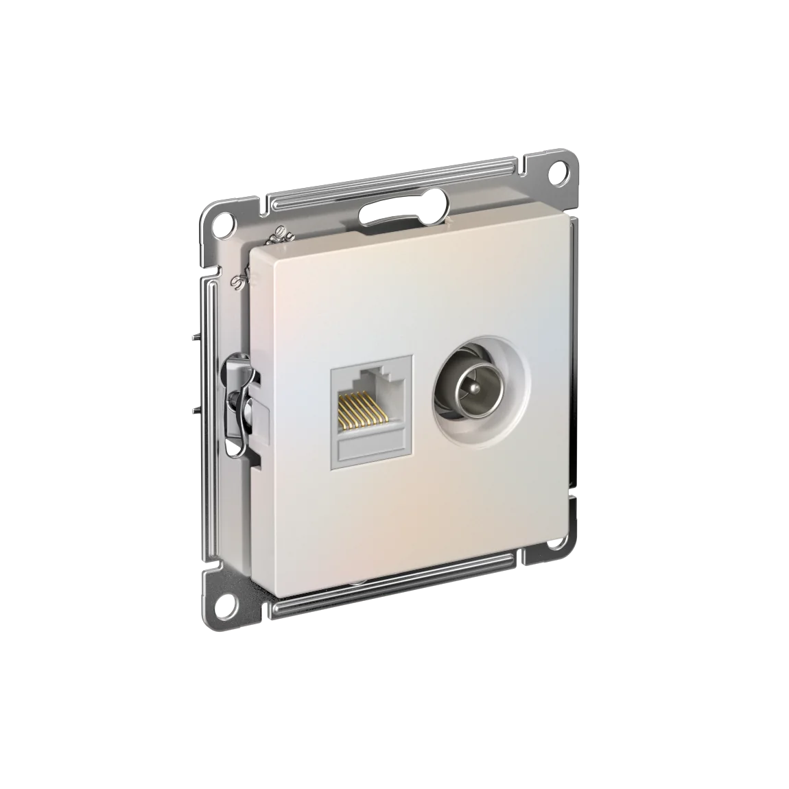 ATLASDESIGN РОЗЕТКА двойная ТВ + компьютерная RJ45, кат. 5Е, ЖЕМЧУГ