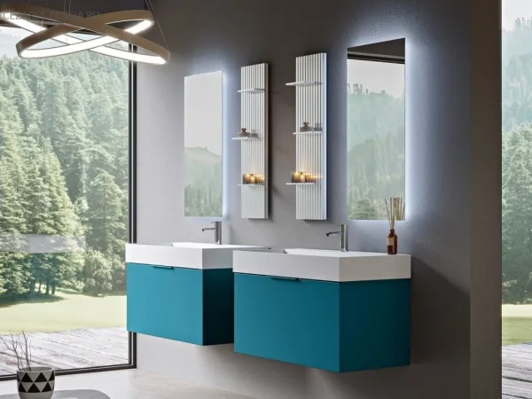 PREMIUM Тумба подвесная под раковину с выдвижным ящиком, 55380 Verde opaco, 70x44x25
