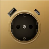 Donel R98  METAL матовое золото накладка для розетки Schuko с заряд устройством USB A+C
