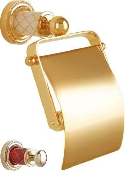 Boheme Держатель для туалетной бумаги с крышкой MURANO GOLD (рубиновое)_Комплект