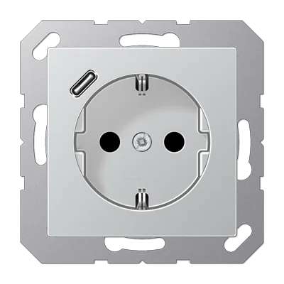 Розетка SCHUKO® с USB-зарядным устройством, тип С; термопласт; алюминий