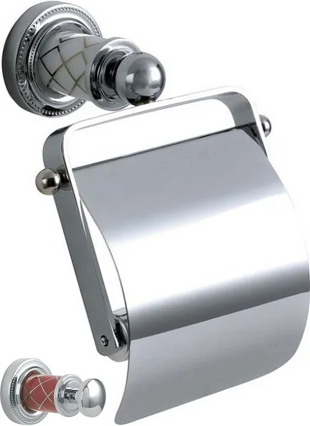 Boheme Держатель для туалетной бумаги с крышкой MURANO CHROME (рубиновое)_Комплект