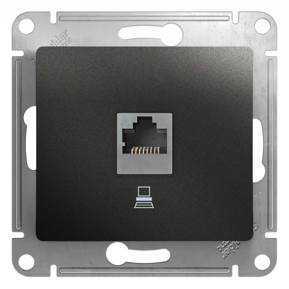 GLOSSA РОЗЕТКА компьютерная RJ45 кат.5Е, АНТРАЦИТ
