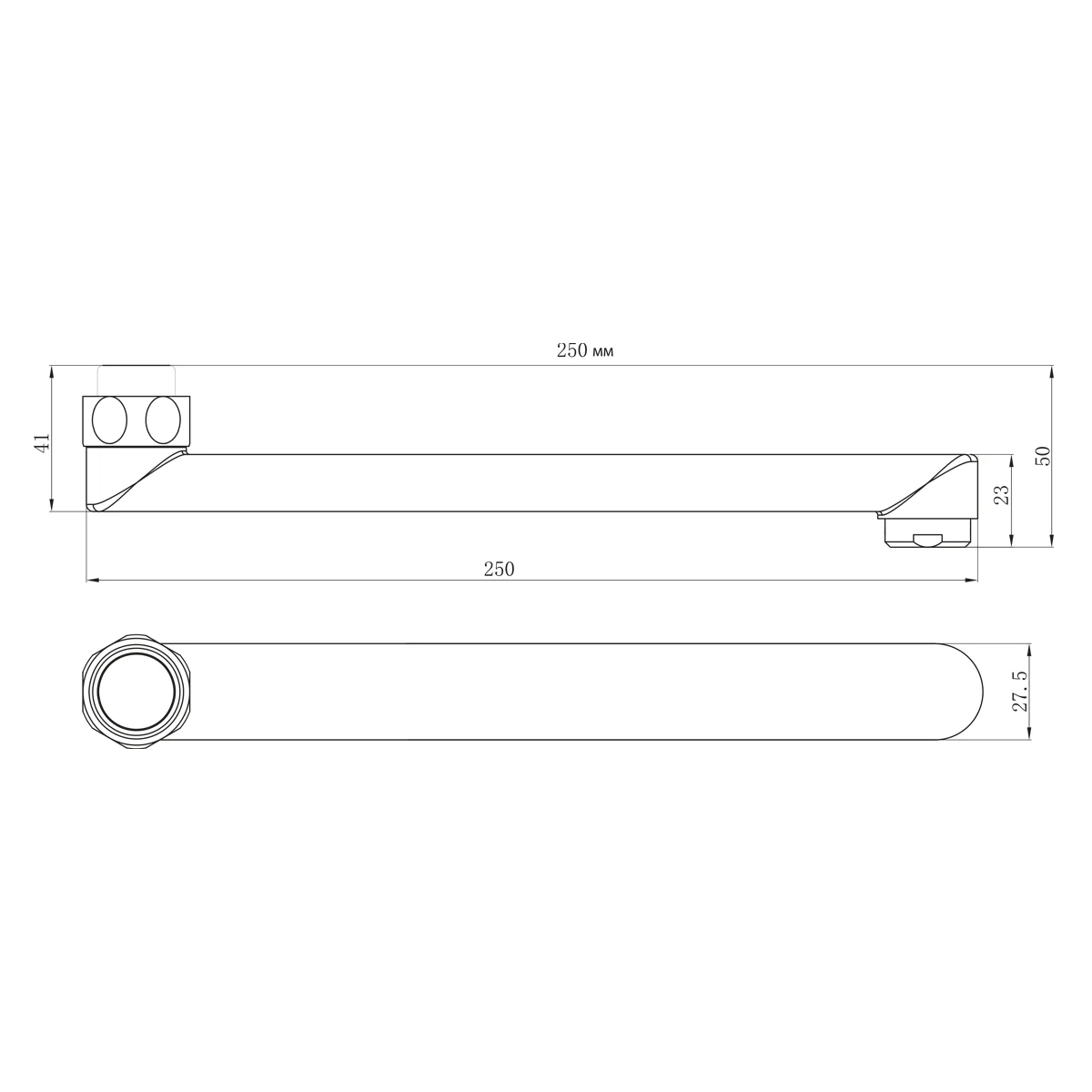 Излив плоский Lemark LM9471C для универсального смесителя, 25 см