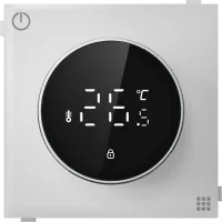 Donel Терморегулятор с датчиком пола, 16 A, 70*70 мм. белый, поворотная ручка настройки с индикацией