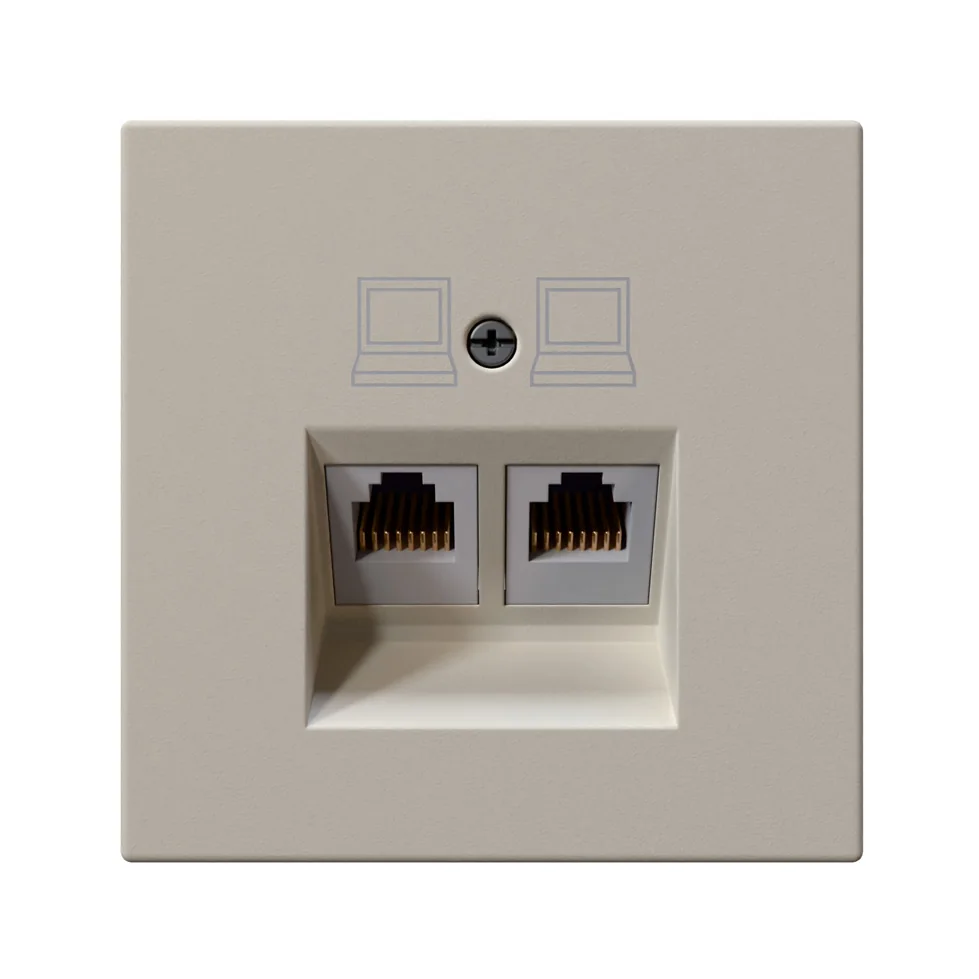 Интернет-розетка RJ45 двойная с накладкой, цвет Сахара