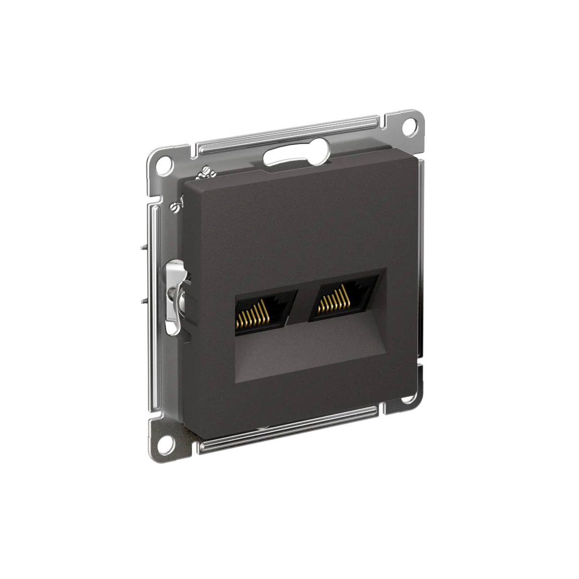 ATLASDESIGN РОЗЕТКА двойная компьютерная RJ45+RJ45, кат.5E, механизм, БАЗАЛЬТ