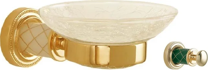 Boheme Мыльница MURANO GOLD (бирюзовое)_Комплект