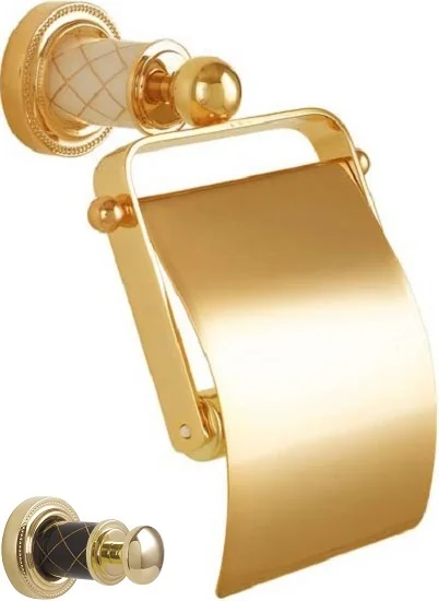 Boheme Держатель для туалетной бумаги с крышкой MURANO GOLD (шоколад)_Комплект