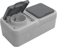 Donel W55 Розетка 2-я с защ.крышк., 2К+З. , накладная, серый, IP55, серия (тип) DIP55