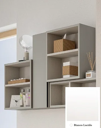 Колонна подвесная с одной распашной дверцей, реверсивная 53148 Bianco Lucido, 20x14x100