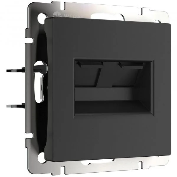 WL08-RJ45+RJ45 / Розетка двойная Ethernet RJ-45 (черный матовый)