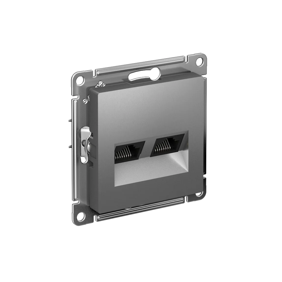 ATLASDESIGN РОЗЕТКА двойная компьютерная RJ45+RJ45, кат.5Е, механизм, СТАЛЬ