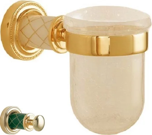Boheme Стакан для зубных щеток MURANO GOLD (бирюзовое)_Комплект