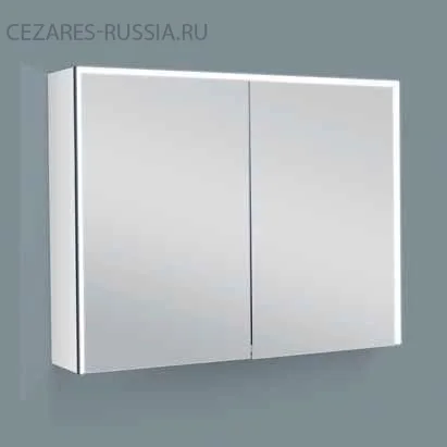 Зеркальный шкаф с двумя распашными дверьми, с LED подсветкой дверей и электрической розеткой 84254,