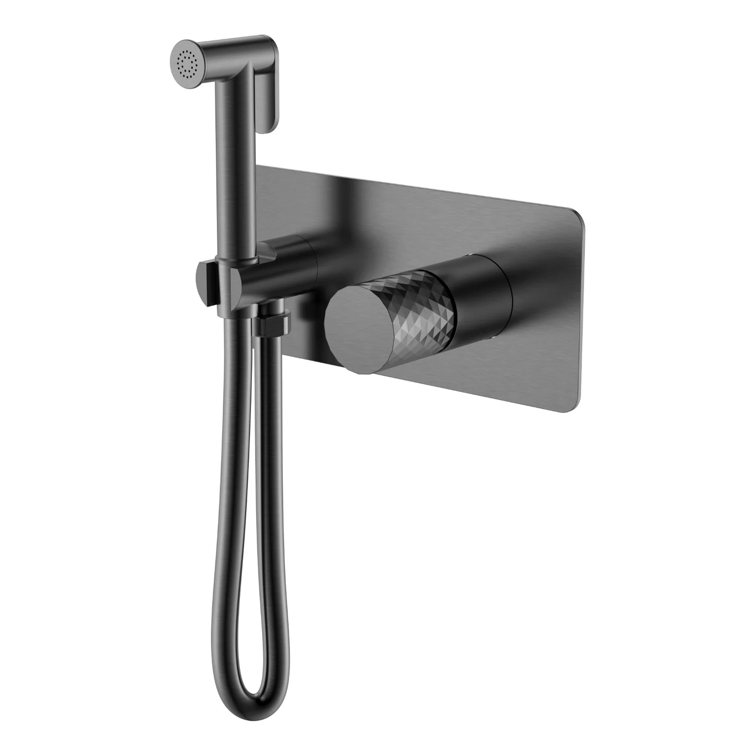 Boheme Смеситель гигиенический STICK Gun Metal c ручкой DIAMOND