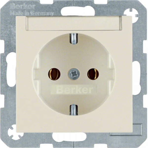 Штепсельная розетка SCHUKO с полем для надписей цвет: белый, с блеском Berker S.1
