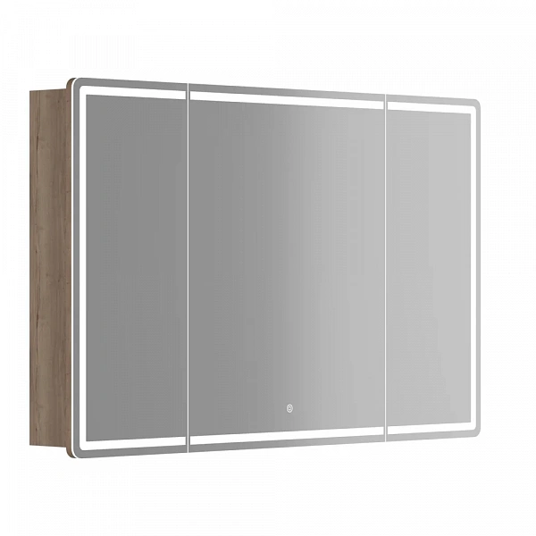 Зеркальный шкаф для ванной комнаты SANCOS Mirror 1190x150х740 мм, с LED подсветкой, цвет дуб галифак