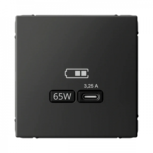 ARTGALLERY USB РОЗЕТКА тип-С 65Вт высокоскор.заряд. QC, PD, механизм, БАЗАЛЬТ