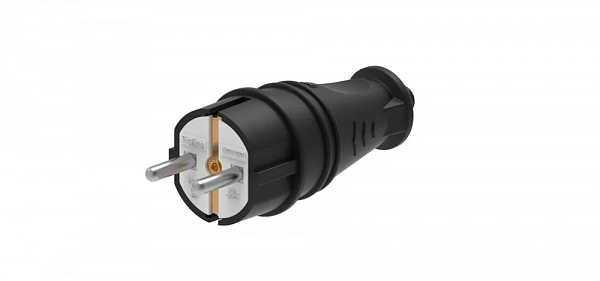 MultiSet Вилка 2К+З прямая каучуковая 16А/250В IP44 Чёрная