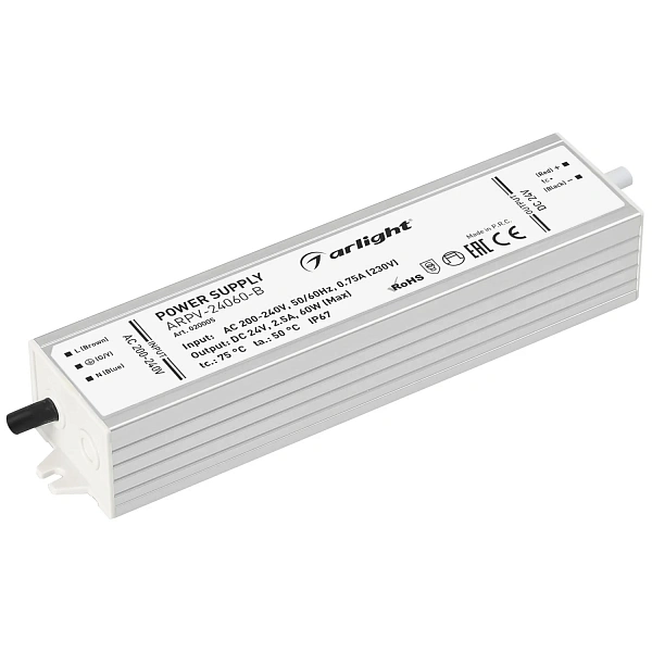 Arlight Блок питания ARPV-24060-B (24V, 2.5A, 60W) (IP67 Металл, 3 года)