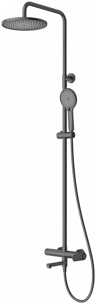 STYLUS-CVD-NOP Душевая стойка со смесителем и изливом, черный матовый