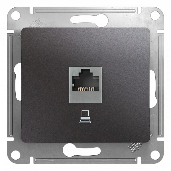 GLOSSA РОЗЕТКА компьютерная RJ45 кат.5Е, механизм, ГРАФИТ