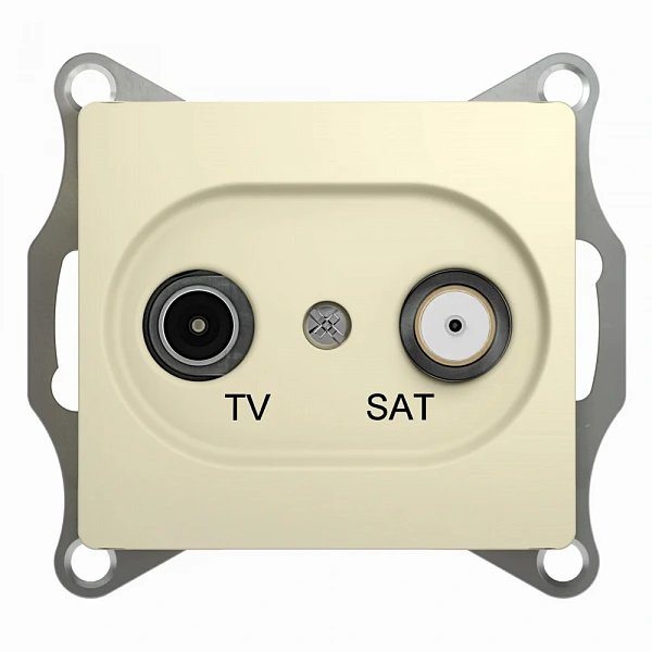 GLOSSA TV-SAT РОЗЕТКА проходная 4DB, механизм, БЕЖЕВЫЙ