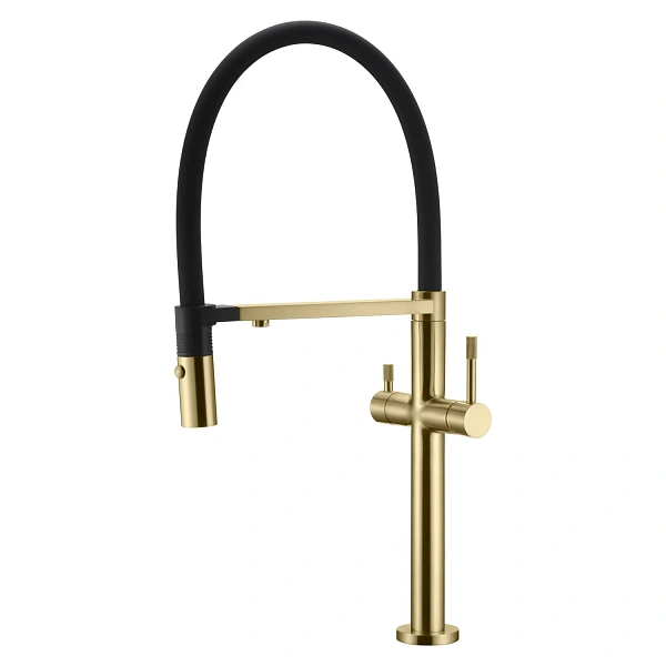Boheme Смеситель для кухни UNO MATT GOLD c краном для питьевой воды