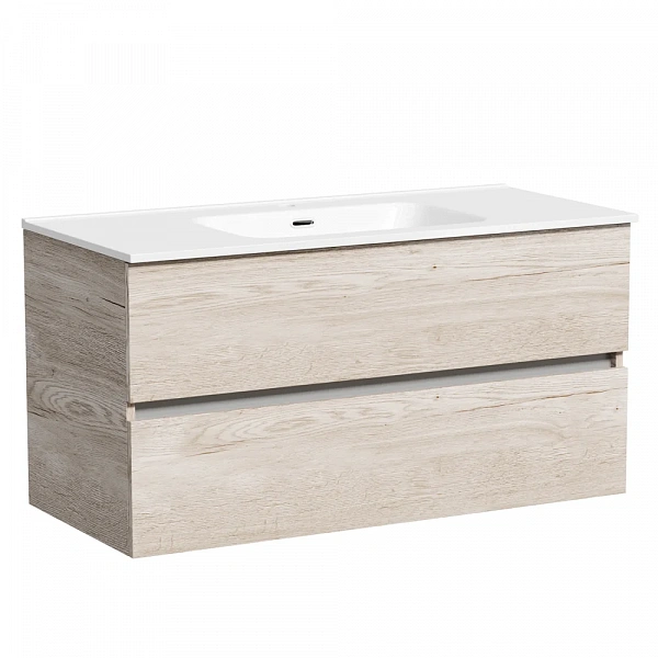 Тумба подвесная SANCOS Urban 990х450х550, c двумя ящиками оснащенными доводчиками, дуб галифакс нату