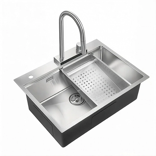 Комплект: мойка для кухни, смеситель и коландер Milacio Denia 68 Steel (MC.77410) сталь нержавеющая
