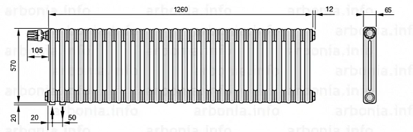 Радиатор Arbonia 2057/28 №69 твв RAL-9016