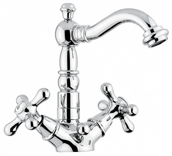 Emmevi Deco Old, двухвентильный смеситель для раковины (излив 14,5 см), с донным клапаном, цвет хром