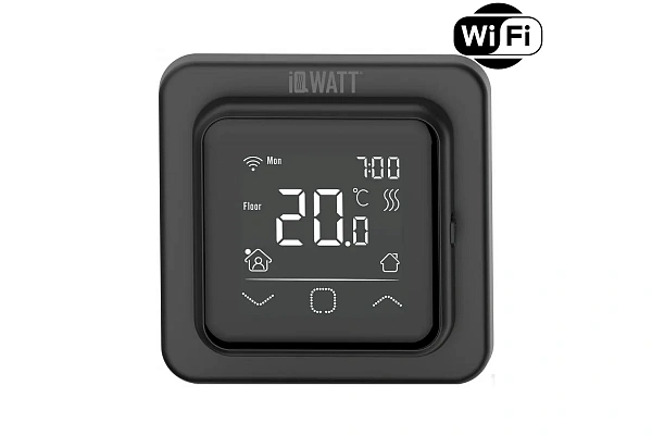 Электронный программируемый термостат с сенсорным дисплеем IQ THERMOSTAT SMART HEAT Wi-Fi (черный)