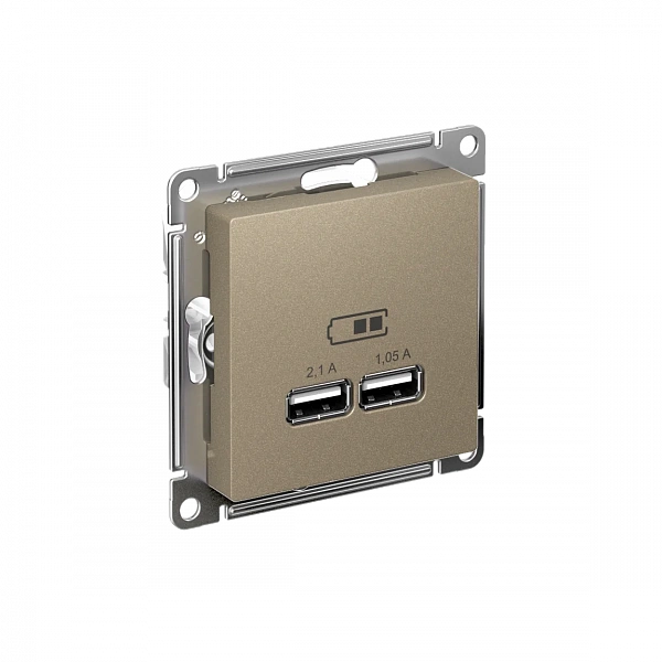 ATLASDESIGN USB РОЗЕТКА A+A, 5В/2,1 А, 2х5В/1,05 А, механизм, ШАМПАНЬ