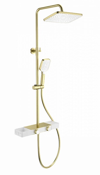 Душевая система с термостатом WONZON & WOGHAND Shelf, Брашированное золото (WW-B3552-BG), шт