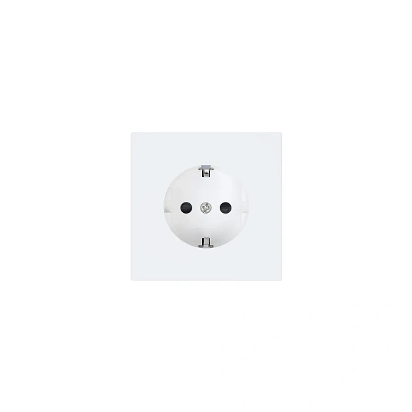 Розетка SCHUKO© с защитными шторками 16A 250V~ 2P+T, цвет Белый матовый (soft touch)