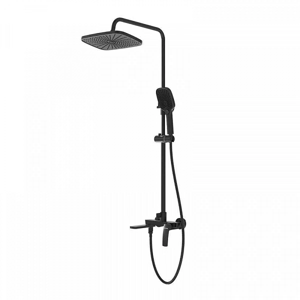 Душевая стойка Grossman Mercury 500.K35.10.210 с верхним душем,ручной лейкой и смесителем,черный мат
