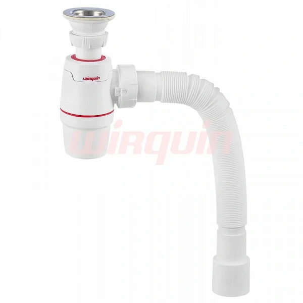 Сифон для раковины Wirquin Neo 30987065 32 мм, бутылочный, глянцевый белый