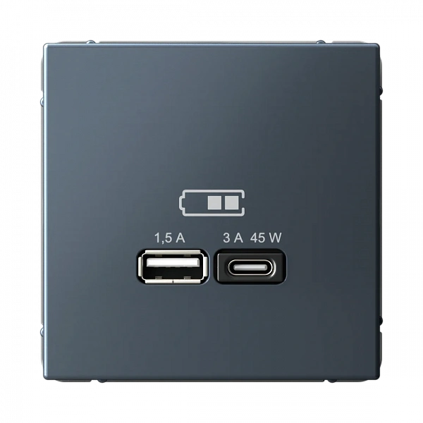 ARTGALLERY USB РОЗЕТКА A + тип-C 45Вт высокоскор.заряд. QC, PD, механизм, ГРИФЕЛЬ